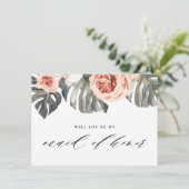 Werden Sie meine Trauzeugin sein Elegantropics? Einladung (Stehend Vorderseite)