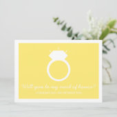 Werden Sie meine Trauzeugin sein? Gelbe Ringkarte Einladung (Stehend Vorderseite)
