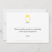 Werden Sie meine Trauzeugin sein? Gelbe Ringkarte Einladung (Rückseite)