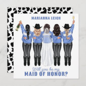 Werden Sie meine Trauzeugin sein? Mädchen in Denim Einladung (Vorne/Hinten)