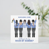 Werden Sie meine Trauzeugin sein? Mädchen in Denim Einladung (Stehend Vorderseite)
