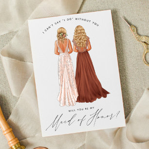 Werden Sie meine Trauzeugin sein? Mädchen in Gowns Einladung