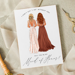 Werden Sie meine Trauzeugin sein? Mädchen in Gowns Einladung