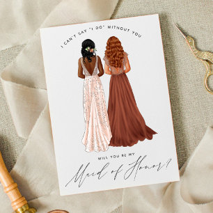 Werden Sie meine Trauzeugin sein? Mädchen in Gowns Einladung