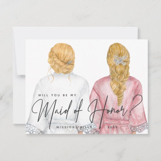 Werden Sie meine Trauzeugin sein? Mädchen in Robes Einladung (Vorderseite)