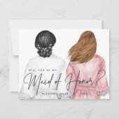 Werden Sie meine Trauzeugin sein? Mädchen in Robes Einladung (Vorderseite)
