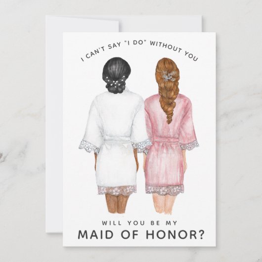 Werden Sie meine Trauzeugin sein? Mädchen in Robes Einladung (Vorderseite)