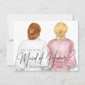 Werden Sie meine Trauzeugin sein? Mädchen in Robes Einladung (Vorderseite)