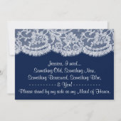 Werden Sie meine Trauzeugin sein? Navy Blue & Lace Einladung (Rückseite)
