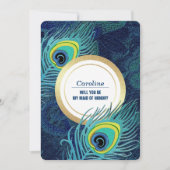 Werden Sie meine Trauzeugin sein? Peacock Feather Einladung (Vorderseite)
