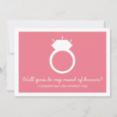 Werden Sie meine Trauzeugin sein? Pink-Ring-Karte Einladung (Vorderseite)
