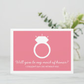 Werden Sie meine Trauzeugin sein? Pink-Ring-Karte Einladung (Stehend Vorderseite)