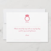 Werden Sie meine Trauzeugin sein? Pink-Ring-Karte Einladung (Rückseite)