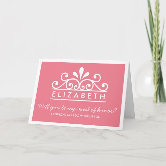 Werden Sie meine Trauzeugin sein? Pink Tiara Card Einladung (Vorderseite)