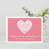 Werden Sie meine Trauzeugin sein? Rosa Herzkarte Einladung (Stehend Vorderseite)