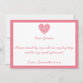Werden Sie meine Trauzeugin sein? Rosa Herzkarte Einladung (Rückseite)