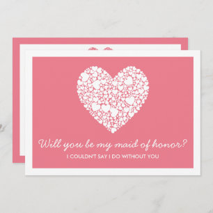 Werden Sie meine Trauzeugin sein? Rosa Herzkarte Einladung