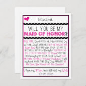 Werden Sie meine Trauzeugin sein? Rosa/Schwarze Co Einladung (Vorne/Hinten)
