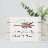 Werden Sie meine Trauzeugin sein? Rustic Boho Wedd Einladung (Stehend Vorderseite)
