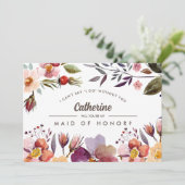 Werden Sie meine Trauzeugin sein? Rustikale Blume Einladung (Stehend Vorderseite)