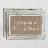 Werden Sie meine Trauzeugin sein? Rustikaler Weißr Einladung (Vorne/Hinten)