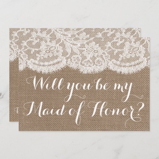 Werden Sie meine Trauzeugin sein? Rustikales Burla Einladung (Vorne/Hinten)