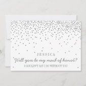 Werden Sie meine Trauzeugin sein? Silver Confetti Einladung (Vorderseite)
