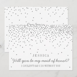 Werden Sie meine Trauzeugin sein? Silver Confetti Einladung