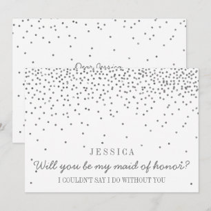 Werden Sie meine Trauzeugin sein? Silver Confetti Einladung