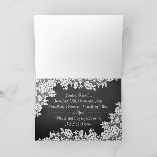 Werden Sie meine Trauzeugin sein? Tafel und Tafel Einladung (Innenseite)