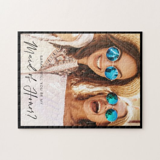 Werden Sie meine Trauzeugin sein? Trendy Script-Fo Puzzle (Horizontal)