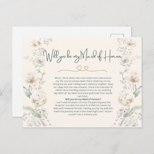 Werden Sie meine Trauzeugin sein? | Vorschlag Postkarte (Vorne/Hinten)