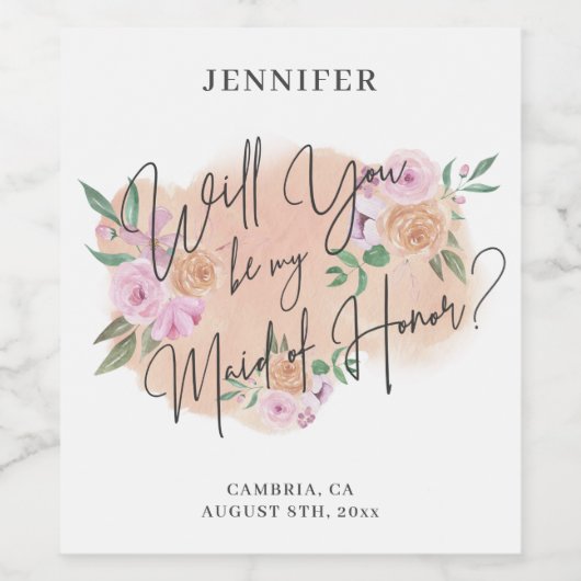 Werden Sie meine Trauzeugin sein? Weinetikett (Einzelnes Label)