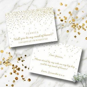 Werden Sie meine Trauzeugin Vintag Gold Confetti Einladung