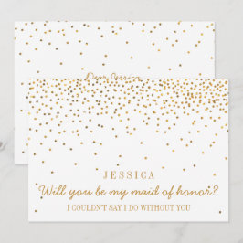 Werden Sie meine Trauzeugin Vintag Gold Confetti Einladung