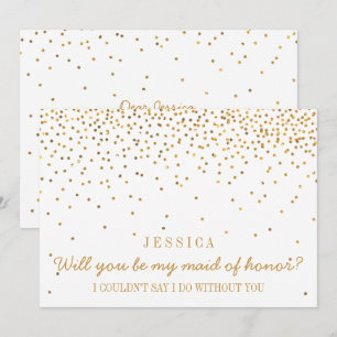 Werden Sie meine Trauzeugin Vintag Gold Confetti Einladung