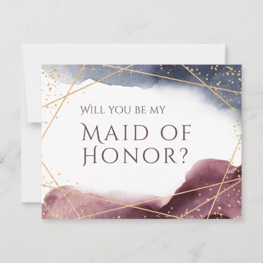 Werden Sie meine Trauzeugin Wasserfarbengeometrisc Einladung (Vorderseite)