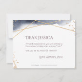 Werden Sie meine Trauzeugin Wasserfarbengeometrisc Einladung (Rückseite)