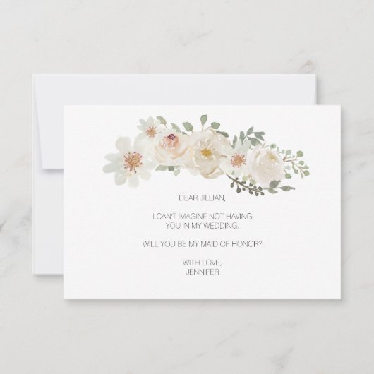 Werden Sie meine Trauzeugin Weiße Blütenelegante s (Rückseite)