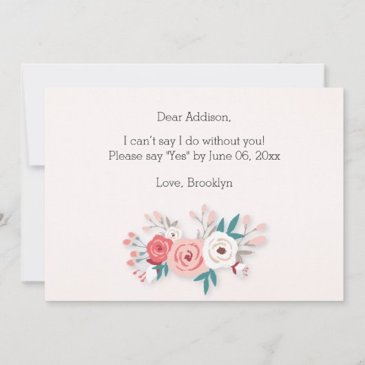 Werden Sie meine Trauzeuginnen Brünett sein? Einladung (Rückseite)