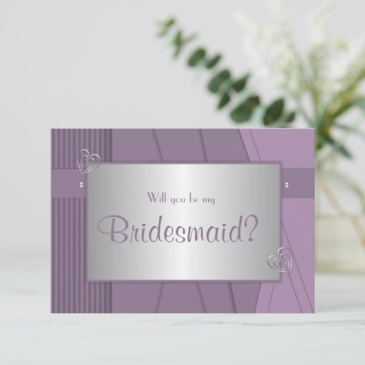 Werden Sie meine überhängende Lila Violet und Silb Einladung (Stehend Vorderseite)