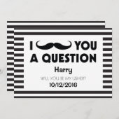 Werden Sie meine Usher Mustache Black Stripes sein Einladung (Vorne/Hinten)