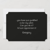 Werden Sie meine Usher Questions für Sie sein? Einladung (Rückseite)