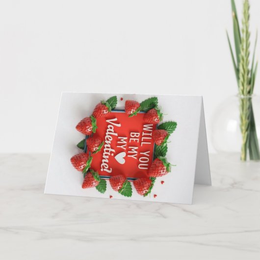 Werden Sie meine Valentine Card Erdbeeren Liebe Ka Dankeskarte (Vorderseite)