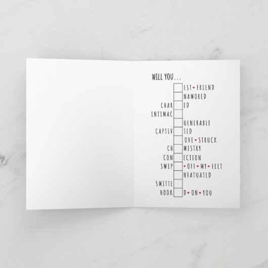 Werden Sie meine Valentine-einzigartige Puzzle-Lie Karte (Innenseite)