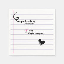 Werden Sie meine Valentinin-Note Napkins sein?