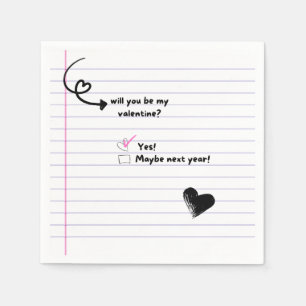 Werden Sie meine Valentinin-Note Napkins sein? Serviette