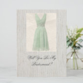 Werden Sie meine Vintage grüne Einladung sein? (Stehend Vorderseite)