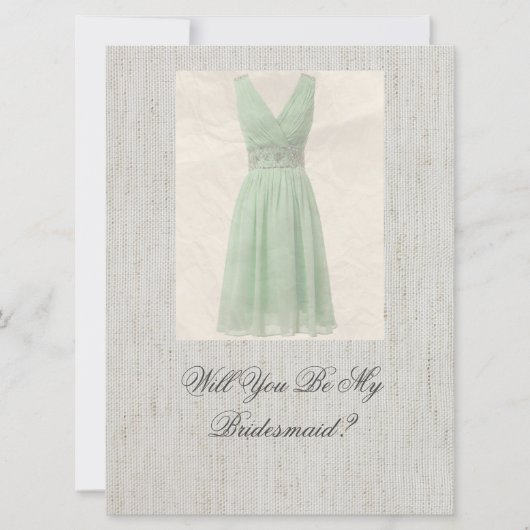 Werden Sie meine Vintage grüne Einladung sein? (Vorderseite)