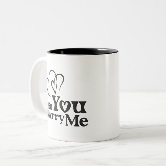 Werden Sie mich heiraten - Vorschlag zur Sonnenhoc Zweifarbige Tasse (Vorderseite Links)